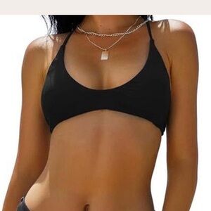 Black Scoop Neck Bikini Top